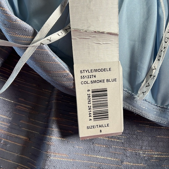 Kay Unger Asymmetrical Ruched Smoke Blue One-Shoulder Dress 8/ NWT - Picture 10 of 14